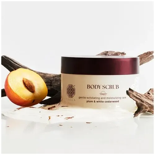 Tiela Body Scrub Gentle Exfoliating and Moisturizing Care Plum & White Cedarwood 200 ml"