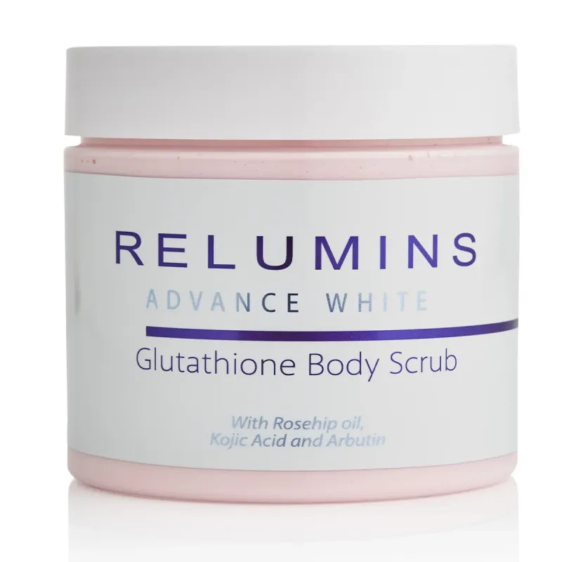 NEW! Relumins Premium Whitening Scrub 400ML amazing formula with Glutathione, Arbutin, Rosehip & Kojic Acid - Visibly Improves Stretch Marks!