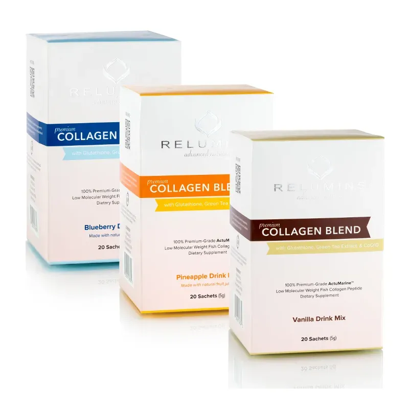 Relumins Premium Collagen Blend - 20 Sachets - 100% Premium-Grade ActuMarine Collagen with Glutathione, Green Tea Extract and CoQ10