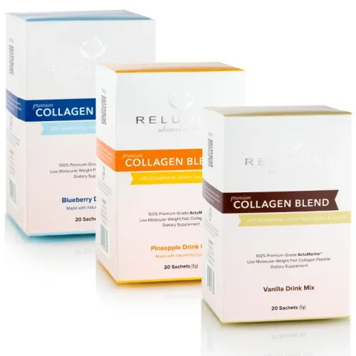 Relumins Premium Collagen Blend - 20 Sachets - 100% Premium-Grade ActuMarine Collagen with Glutathione, Green Tea Extract and CoQ10