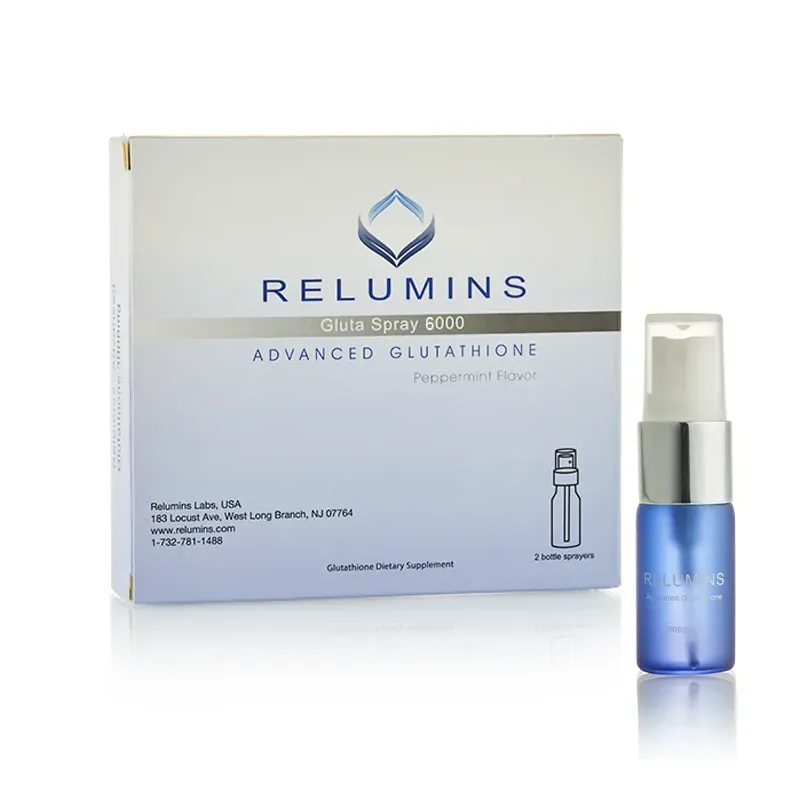New! Relumins Oral Glutathione Spray Vials - New Advanced Formula 6000mg Plus Zinc - Professional Skin Whitening & Brightening and Immune Support!
