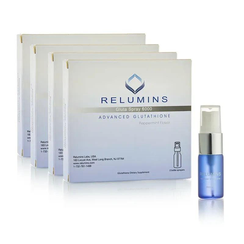 Relumins Oral Glutathione Spray - 10 Vials Set! New Advanced Formula 6000mg Plus Zinc - Professional Skin Whitening and Immune Support!