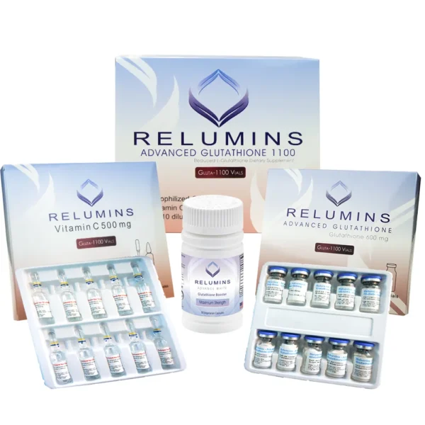 Authentic Relumins Advanced IV Glutathione 1100mg - Glutathione & Vitamin C PLUS Gluta Boosters- Whitens, repairs & rejuvenates skin