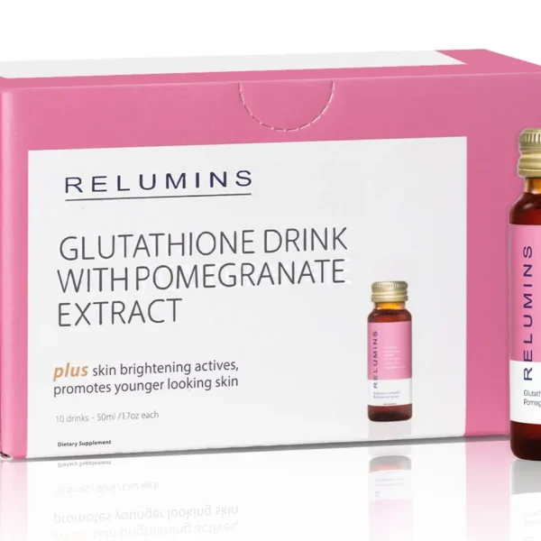 New! Relumins Beauty Glutathione Drink- Reduces Melanin and Dark Spots, Lightens & Brightens Skin and Boosts Skin Collagen Content, Firming, Reduce Wrinkles, Increases Skin Moisture, Reduce Pores - Pomegranate Flavor.